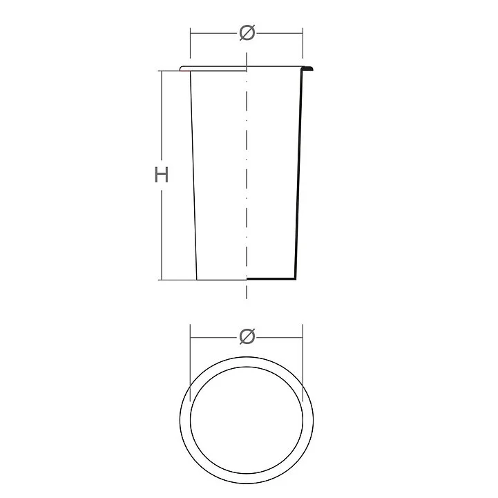 misure interno vaso circolare in plastica
